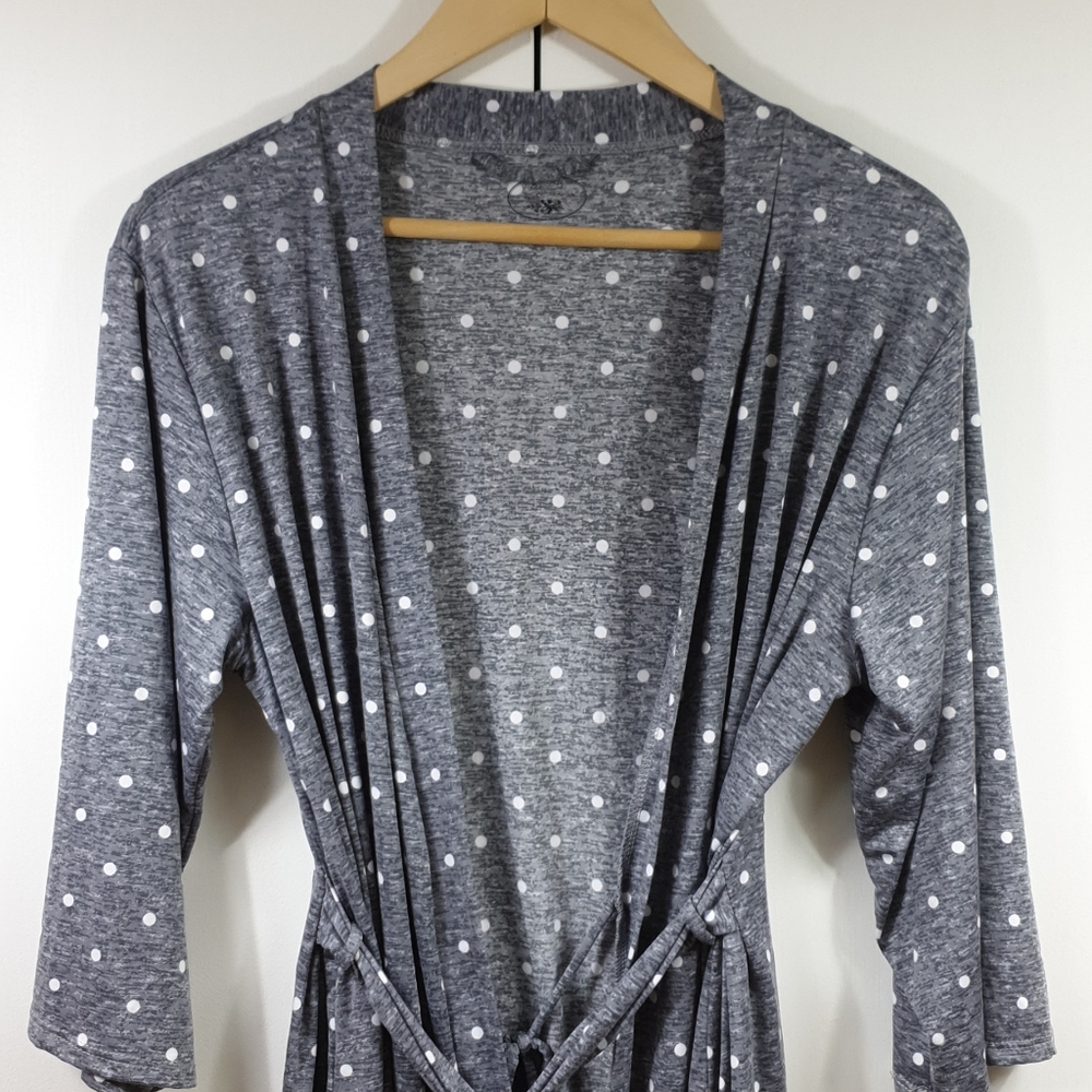 Laura Ashley polka dot gray robe - Picture 2 of 10